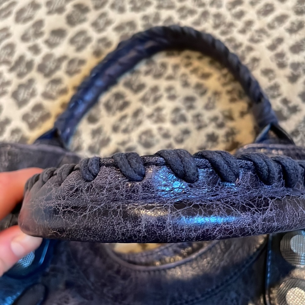 Balenciaga Paris Navy Moto Leather Tote - Picture 9 of 17